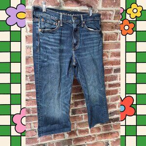 American Eagle Jeans 32x32 | Blue Raw Hem Capri Y2K Streetwear Casual Denim